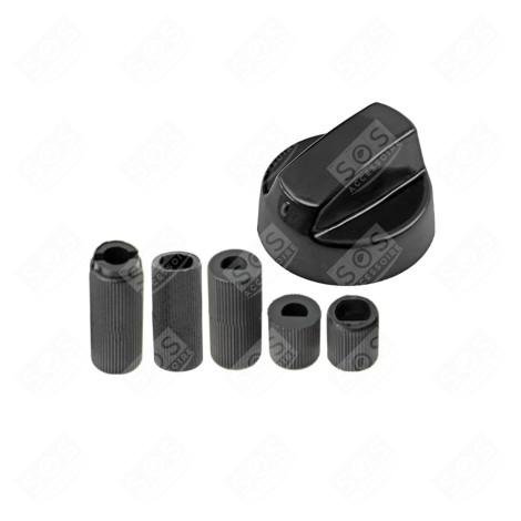 Bouton de four noir universel avec 5 adaptateurs